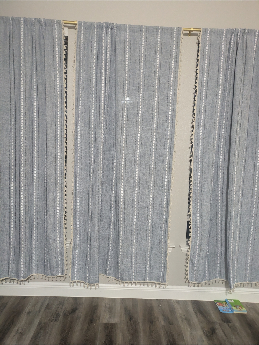 ColorBird Boho Light Blue Striped Curtain with Tassel Trim (1 Panel) 52" X 96"